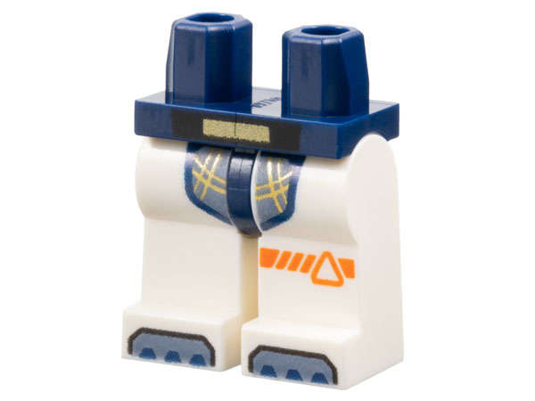 Lego (N) ~ Hips and White Legs with Gold and Sand Blue Armor Panel Reddish Orange Tria ~ [Dark Blue]