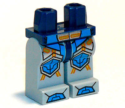 Lego (N) ~ Hips and Light Bluish Gray Legs with Blue Armor and Orange and Yellow Circu ~ [Dark Blue]