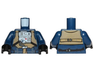Lego (N) ~ Torso SW Rebel U-Wing Pilot with Dark Tan Vest and Light Bluish Gray Front  ~ [Dark Blue]