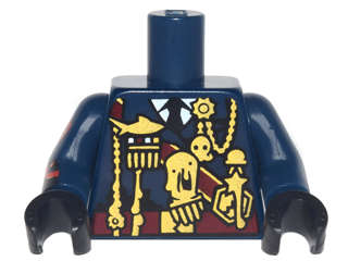 Lego (N) ~ Torso Military Uniform with Melted Medals and Dark Red Sash Pattern / Dark  ~ [Dark Blue]