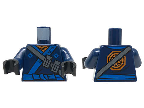 Lego (U) ~ Torso Ninjago Robe with Ninjago Logogram 'SPARK' Orange Scarf Blue Sash an ~ [Dark Blue]