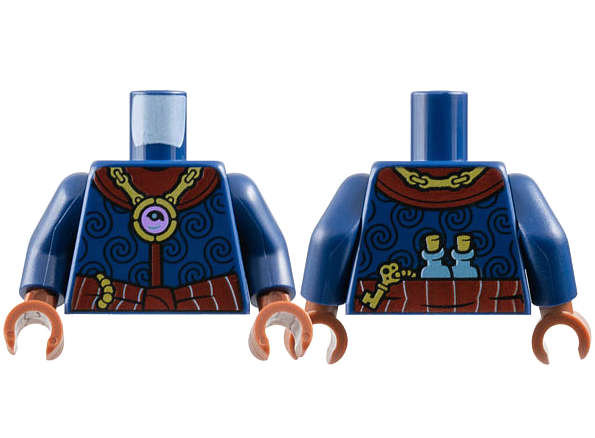 Lego (N) ~ Torso Cloak with Black Spirals Dark Red Collar and Sash Gold Jewel Necklace ~ [Dark Blue]