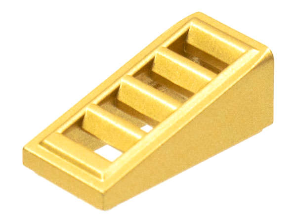 Lego (N) ~ Slope 18 2 x 1 x 2/3 with Grille ~ [Metallic Gold]