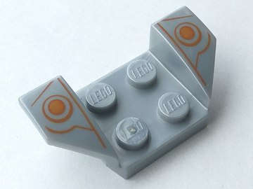 Lego (U) ~ Vehicle Mudguard 2 x 4 with Flared Wings with Orange Dots and Lines ~ [Pearl Light Gray]