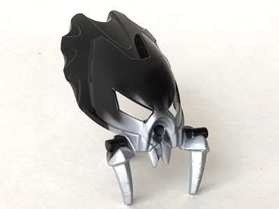 Lego (U) ~ Bionicle Mask Shelek with Marbled Black Pattern ~ [Pearl Light Gray]