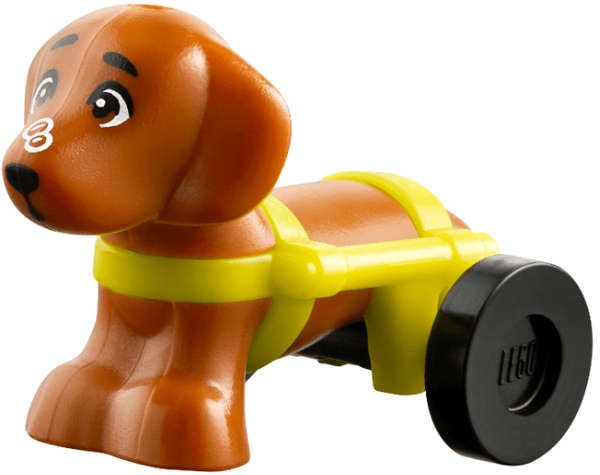 Lego (N) ~ Dog Friends Style Dachshund with White Bubbles on Nose and Neon Yellow Wh ~ [Dark Orange]
