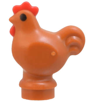 Lego NEW - Chicken Wide Base with Molded Red Comb and Wattle and Printed Black Eyes~ [Dark Orange]