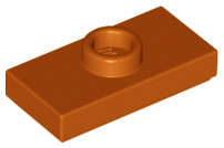 Lego (N) ~ Plate Modified 1 x 2 with 1 Stud with Groove and Bottom Stud Holder (Jump ~ [Dark Orange]