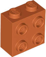 Lego (N) ~ Brick Modified 1 x 2 x 1 2/3 with Studs on Side ~ [Dark Orange]
