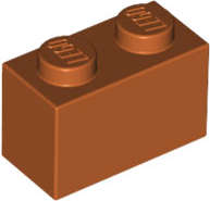 Lego (N) ~ Brick 1 x 2 ~ [Dark Orange]