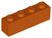 Lego (N) ~ Brick 1 x 4 ~ [Dark Orange]