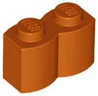 Lego (N) ~ Brick Modified 1 x 2 with Log Profile ~ [Dark Orange]