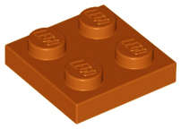 Lego (N) ~ Plate 2 x 2 ~ [Dark Orange]