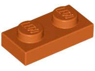Lego (N) ~ Plate 1 x 2 ~ [Dark Orange]