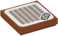 Lego (N) ~ Tile 2 x 2 with Super Mario Scanner Code Paragoomba Pattern (Sticker) - S ~ [Dark Orange]