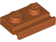 Lego (N) ~ Plate Modified 1 x 2 with Door Rail ~ [Dark Orange]