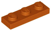 Lego (N) ~ Plate 1 x 3 ~ [Dark Orange]