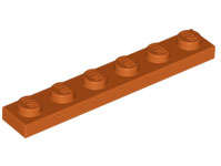 Lego (N) ~ Plate 1 x 6 ~ [Dark Orange]