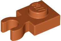 Lego (N) ~ Plate Modified 1 x 1 with Open O Clip Thick (Vertical Grip) ~ [Dark Orange]
