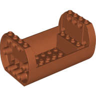 Lego (U) ~ Cylinder 6 x 10 x 4 1/3 with Open Sides and Pin Holes ~ [Dark Orange]