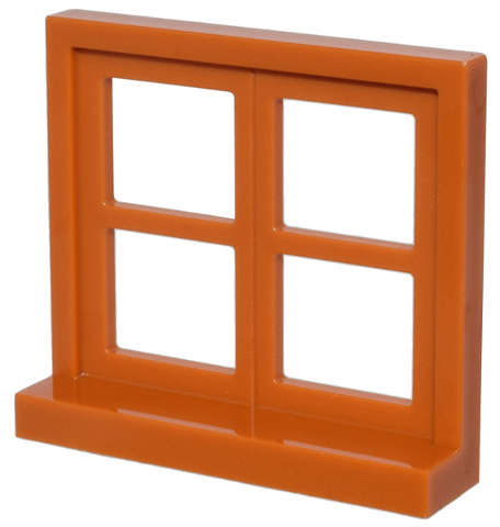 Lego (N) ~ Window 1 x 4 x 3 Square with 4 Panes and Sill ~ [Dark Orange]
