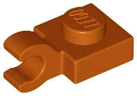Lego (N) ~ Plate Modified 1 x 1 with Open O Clip (Horizontal Grip) ~ [Dark Orange]