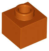 Lego (N) ~ Brick Modified 1 x 1 x 2/3 with Open Stud ~ [Dark Orange]