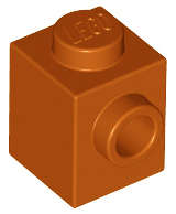 Lego (N) ~ Brick Modified 1 x 1 with Stud on Side ~ [Dark Orange]