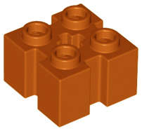 Lego (N) ~ Brick Modified 2 x 2 with Channels and Axle Hole ~ [Dark Orange]