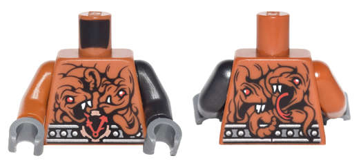 Lego (N) ~ Torso Ninjago Metallic Silver Belt with Rivets Clock and 4 Snakes Pattern ~ [Dark Orange]