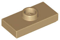 Lego (U) ~ Plate Modified 1 x 2 with 1 Stud with Groove and Bottom Stud Holder (Jumper ~ [Dark Tan]