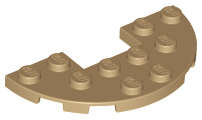 Lego (U) ~ Plate Round Half 3 x 6 with 1 x 2 Cutout ~ [Dark Tan]