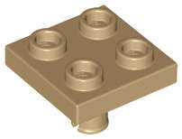 Lego (N) ~ Plate Modified 2 x 2 with Pin on Bottom ~ [Dark Tan]