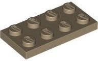 Lego (U) ~ Plate 2 x 4 ~ [Dark Tan]