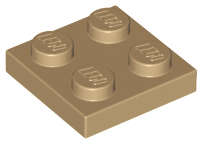 Lego (N) ~ Plate 2 x 2 ~ [Dark Tan]