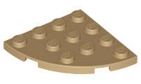 Lego (N) ~ Plate Round Corner 4 x 4 ~ [Dark Tan]