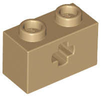 Lego (N) ~ Technic Brick 1 x 2 with Axle Hole ~ [Dark Tan]