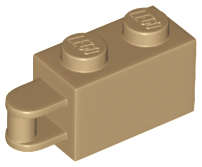Lego (N) ~ Brick Modified 1 x 2 with Bar Handle on End - Bar Flush with Edge ~ [Dark Tan]