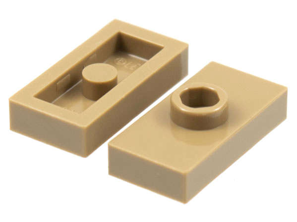 Lego (U) ~ Plate Modified 1 x 2 with 1 Stud without Groove (Jumper) ~ [Dark Tan]