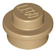 Lego (U) ~ Plate Round 1 x 1 ~ [Dark Tan]