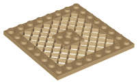 Lego (U) ~ Plate Modified 8 x 8 with Grille and Hole in Center ~ [Dark Tan]