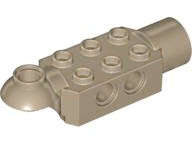 Lego (U) ~ Technic Brick Modified 2 x 3 with Pin Holes Rotation Joint Ball Half Horizo ~ [Dark Tan]