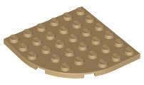 Lego (N) ~ Plate Round Corner 6 x 6 ~ [Dark Tan]