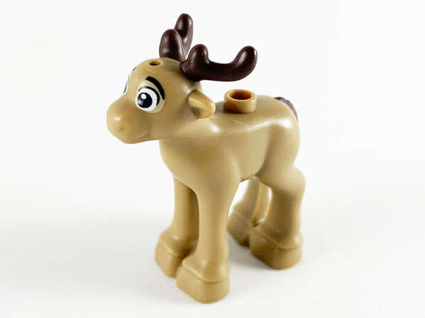 Lego NEW - Reindeer Fawn with Molded Dark Brown Antlers and Tail and Printed BlackEyes~ [Dark Tan]