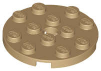 Lego (N) ~ Plate Round 4 x 4 with Hole ~ [Dark Tan]