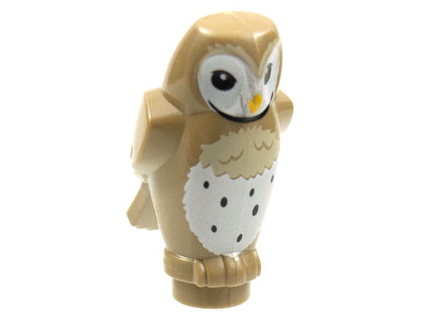 Lego (N) ~ Owl Angular Features with Bright Light Orange Beak Black Eyes and Tan and Wh ~ [Dark Tan]