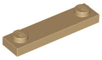 Lego (N) ~ Plate Modified 1 x 4 with 2 Studs without Groove ~ [Dark Tan]