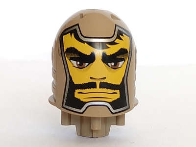 Lego (U) ~ Large Figure Head with Santis Sir Pattern - Series 2 ~ [Dark Tan]