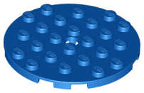 Lego (N) ~ Plate Round 6 x 6 with Hole ~ [Blue]