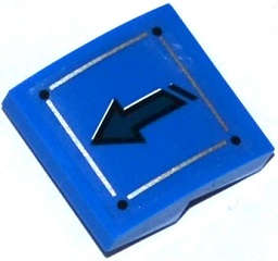 Lego (U) ~ Slope Curved 2 x 2 x 2/3 with Worn Dark Blue Arrow Silver Lines and Black Rivet ~ [Blue]